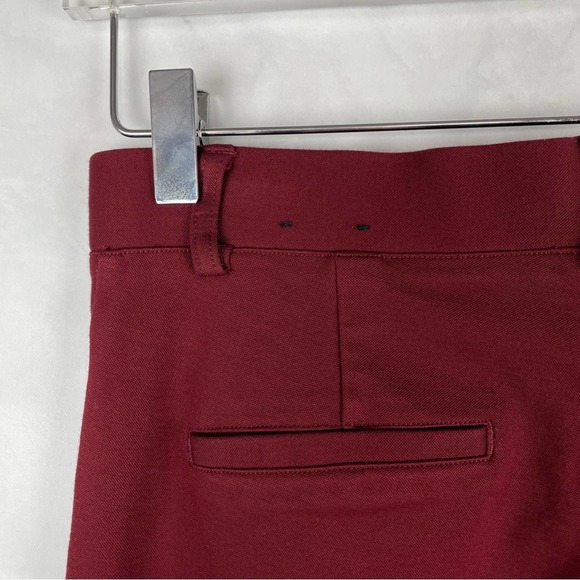 Express Mid Rise Pull-On Flare Trouser Dress Pants Elastic Waist Burgundy Red XS - Picture 5 of 12